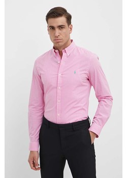 Polo Ralph Lauren koszula męska kolor różowy slim z kołnierzykiem button-down ze sklepu ANSWEAR.com w kategorii Koszule męskie - zdjęcie 171950532