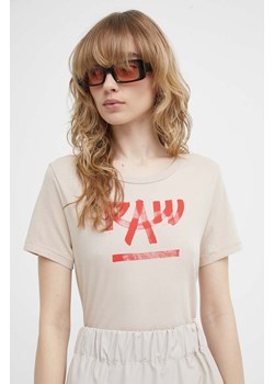 G-Star Raw t-shirt bawełniany damski kolor beżowy ze sklepu ANSWEAR.com w kategorii Bluzki damskie - zdjęcie 171950580