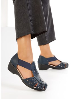 Granatowe sandały damskie skórzane Melona ze sklepu Zapatos w kategorii Sandały damskie - zdjęcie 171951411