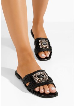 Czarne klapki płaskie Evianna ze sklepu Zapatos w kategorii Klapki damskie - zdjęcie 171951461