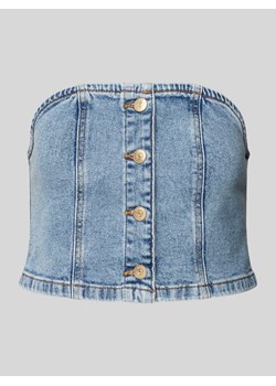 Bluzka jeansowa z odkrytymi ramionami i listwą guzikową model ‘FENJA’ ze sklepu Peek&Cloppenburg  w kategorii Bluzki damskie - zdjęcie 171952150