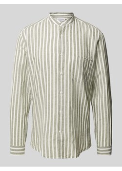 Koszula lniana o kroju Slim Fit z wzorem w paski ze sklepu Peek&Cloppenburg  w kategorii Koszule męskie - zdjęcie 171952193