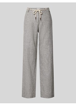 Spodnie lniane z szeroką nogawką i wiązanym paskiem ze sklepu Peek&Cloppenburg  w kategorii Spodnie damskie - zdjęcie 171952421