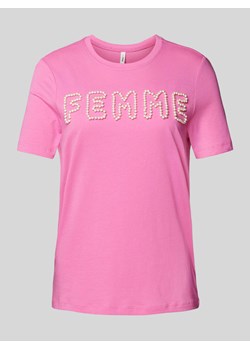 T-shirt z obszyciem perełkami model ‘NANNA’ ze sklepu Peek&Cloppenburg  w kategorii Bluzki damskie - zdjęcie 171952823