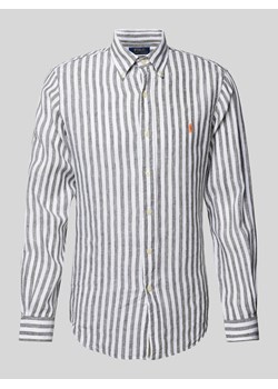 Koszula lniana o kroju custom fit ze wzorem w paski ze sklepu Peek&Cloppenburg  w kategorii Koszule męskie - zdjęcie 171952840