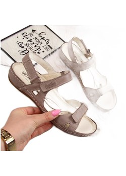 Sandały damskie skórzane komfortowe beżowe Helios 205 beżowy ze sklepu ButyModne.pl w kategorii Sandały damskie - zdjęcie 171953240