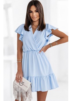 Sukienka mini z falbaną niebieska Butterfly 352, Kolor niebieski, Rozmiar M/L, Ivon ze sklepu Primodo w kategorii Sukienki - zdjęcie 171954563