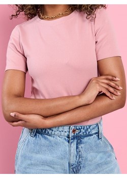 Sinsay - Koszulka w prążki - różowy ze sklepu Sinsay w kategorii Bluzki damskie - zdjęcie 171958231