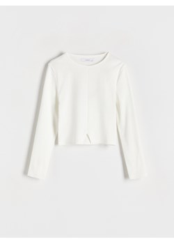 Reserved - Bluzka z ozdobnym wycięciem - złamana biel ze sklepu Reserved w kategorii Bluzki dziewczęce - zdjęcie 171959044