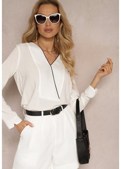 Biała Bluzka z Dekoltem w Serek i Długim Rękawem Gavenna ze sklepu Renee odzież w kategorii Bluzki damskie - zdjęcie 171959831