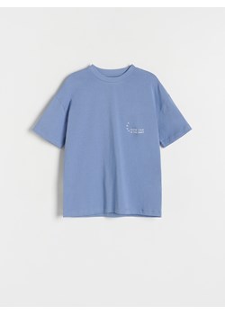 Reserved - T-shirt oversize z nadrukiem - niebieski ze sklepu Reserved w kategorii T-shirty chłopięce - zdjęcie 171960794