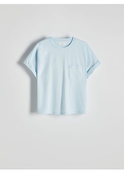 Reserved - T-shirt z bawełny - jasnoniebieski ze sklepu Reserved w kategorii Bluzki damskie - zdjęcie 171960840