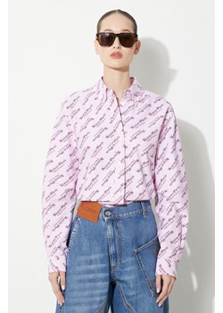 Kenzo koszula bawełniana Printed Slim Fit Shirt damska kolor różowy regular z kołnierzykiem klasycznym FE52CH0879D2.30 ze sklepu PRM w kategorii Koszule damskie - zdjęcie 171962321