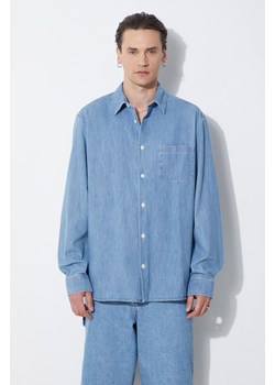 A.P.C. koszula jeansowa chemise math męska kolor niebieski relaxed z kołnierzykiem klasycznym COGXX-H12584 ze sklepu PRM w kategorii Koszule męskie - zdjęcie 171962331