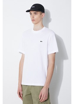 Lacoste t-shirt bawełniany męski kolor biały gładki ze sklepu PRM w kategorii T-shirty męskie - zdjęcie 171962852