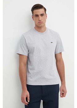 Lacoste t-shirt bawełniany męski kolor szary gładki ze sklepu PRM w kategorii T-shirty męskie - zdjęcie 171962854