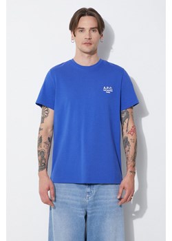 A.P.C. t-shirt bawełniany t-shirt raymond męski kolor niebieski z aplikacją COEZC-H26840 ze sklepu PRM w kategorii T-shirty męskie - zdjęcie 171962890