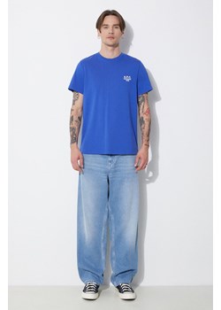 A.P.C. t-shirt bawełniany t-shirt raymond męski kolor niebieski z aplikacją COEZC-H26840 ze sklepu PRM w kategorii T-shirty męskie - zdjęcie 171962891