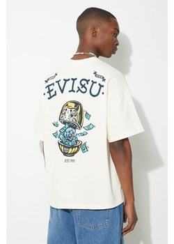 Evisu t-shirt bawełniany Diamond/Daruma Printed męski kolor beżowy z nadrukiem 2ESHTM4TS1074 ze sklepu PRM w kategorii T-shirty męskie - zdjęcie 171962900