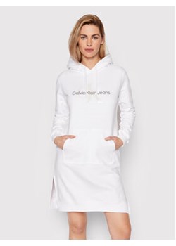 Calvin Klein Jeans Sukienka dzianinowa J20J218343 Biały Regular Fit ze sklepu MODIVO w kategorii Sukienki - zdjęcie 171963311