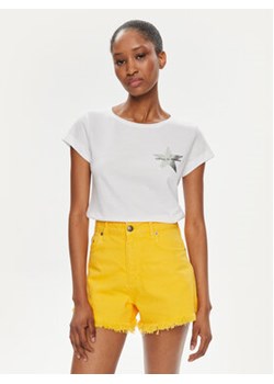 Sisley T-Shirt 3I1XL100Y Biały Slim Fit ze sklepu MODIVO w kategorii Bluzki damskie - zdjęcie 171963502