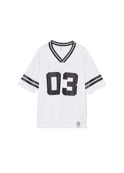 Cropp - Biały t-shirt z czarnymi elementami - biały ze sklepu Cropp w kategorii Bluzki damskie - zdjęcie 171963733