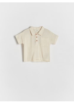 Reserved - T-shirt polo z lnem - złamana biel ze sklepu Reserved w kategorii Koszulki niemowlęce - zdjęcie 171964111
