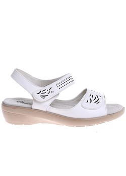 Białe sandały damskie na niskim koturnie /C4-3 16156 T340/ ze sklepu Pantofelek24.pl w kategorii Sandały damskie - zdjęcie 171975973