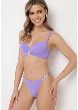 Fioletowe Bikini z Usztywnianym Biustonoszem z Regulowanymi Ramiączkami Zdobione Cyrkoniami Sloella ze sklepu Born2be Odzież w kategorii Stroje kąpielowe - zdjęcie 171976292