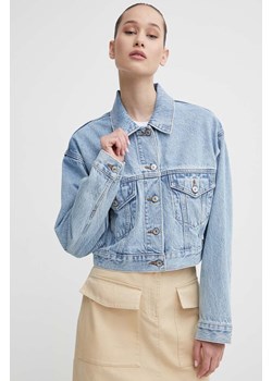 Abercrombie &amp; Fitch kurtka jeansowa damska kolor niebieski przejściowa oversize ze sklepu ANSWEAR.com w kategorii Kurtki damskie - zdjęcie 171981342