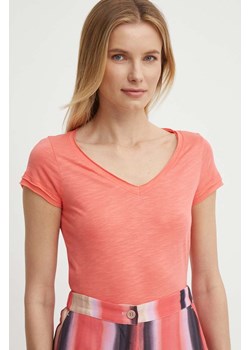 Sisley t-shirt damski kolor pomarańczowy ze sklepu ANSWEAR.com w kategorii Bluzki damskie - zdjęcie 171981722