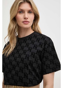 Elisabetta Franchi t-shirt bawełniany damski kolor czarny ze sklepu ANSWEAR.com w kategorii Bluzki damskie - zdjęcie 171981781