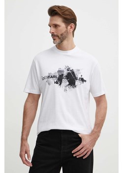 Karl Lagerfeld t-shirt bawełniany męski kolor biały z nadrukiem 542224.755148 ze sklepu ANSWEAR.com w kategorii T-shirty męskie - zdjęcie 171981821