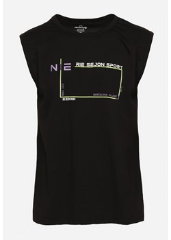 Czarna Bawełniana Koszulka bez Rękawów z Nadrukiem Acacilla ze sklepu Born2be Odzież w kategorii Podkoszulki męskie - zdjęcie 171982003