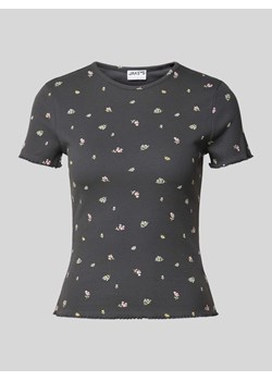 T-shirt z efektem prążkowania i kwiatowym wzorem ze sklepu Peek&Cloppenburg  w kategorii Bluzki damskie - zdjęcie 171982980