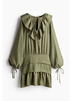 H & M - Sukienka z falbankowym kołnierzem - Zielony ze sklepu H&M w kategorii Sukienki - zdjęcie 171983233
