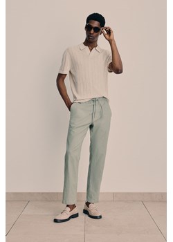 H & M - Spodnie z domieszką lnu Regular Fit - Zielony ze sklepu H&M w kategorii Spodnie męskie - zdjęcie 171983290