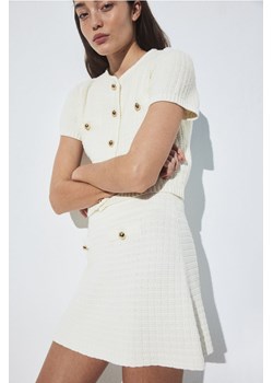 H & M - Dzianinowa spódnica w strukturalny splot - Biały ze sklepu H&M w kategorii Spódnice - zdjęcie 171983324