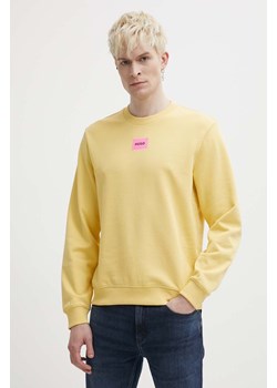 HUGO bluza bawełniana męska kolor żółty z aplikacją 50447964 ze sklepu ANSWEAR.com w kategorii Bluzy męskie - zdjęcie 171987694
