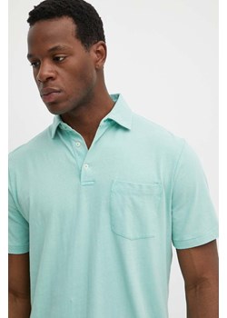 Polo Ralph Lauren polo z domieszką lnu kolor zielony gładki ze sklepu ANSWEAR.com w kategorii T-shirty męskie - zdjęcie 171987754