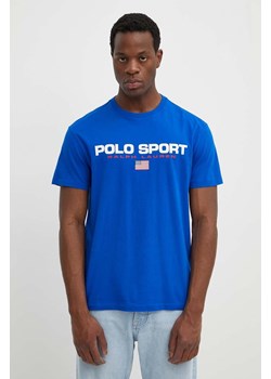 Polo Ralph Lauren t-shirt bawełniany męski kolor niebieski z nadrukiem 710750444 ze sklepu ANSWEAR.com w kategorii T-shirty męskie - zdjęcie 171987954