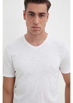 Sisley t-shirt bawełniany męski kolor beżowy gładki ze sklepu ANSWEAR.com w kategorii T-shirty męskie - zdjęcie 171988002