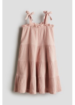 H & M - Falbaniasta sukienka z bawełnianego muślinu - Różowy ze sklepu H&M w kategorii Sukienki dziewczęce - zdjęcie 171991394
