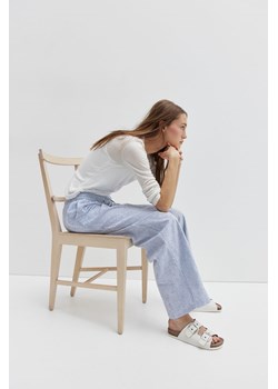 H & M - Spodnie z domieszką lnu - Niebieski ze sklepu H&M w kategorii Spodnie damskie - zdjęcie 171991401
