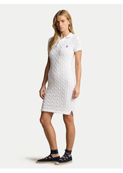 Polo Ralph Lauren Sukienka dzianinowa 211943139002 Biały Slim Fit ze sklepu MODIVO w kategorii Sukienki - zdjęcie 171992633
