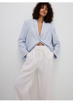 Reserved - Szerokie spodnie z zakładkami i lnem - złamana biel ze sklepu Reserved w kategorii Spodnie damskie - zdjęcie 171993850