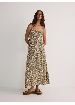 Reserved - Wzorzysta sukienka z wiskozy - ciemnozielony ze sklepu Reserved w kategorii Sukienki - zdjęcie 171993964