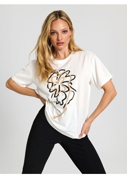 Sinsay - Koszulka z nadrukiem - kremowy ze sklepu Sinsay w kategorii Bluzki damskie - zdjęcie 171995323