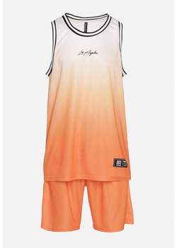 Pomarańczowy Komplet Sportowy z Efektem Ombre Koszulka bez Rękawów i Luźne Szorty Binellia ze sklepu Born2be Odzież w kategorii Spodnie męskie - zdjęcie 171996253