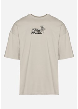 Szara Koszulka Bawełniana Oversize z Nadrukiem z Przodu i na Plecach Mannesha ze sklepu Born2be Odzież w kategorii T-shirty męskie - zdjęcie 171996271